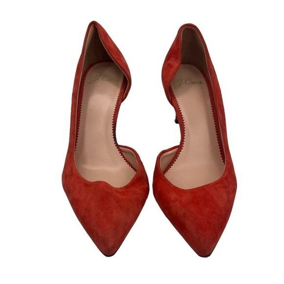J. Crew Burnt Orange Suede Pointed Toe D’Orsay Heels Size 6 1/2 Women’s - Picture 2 of 7
